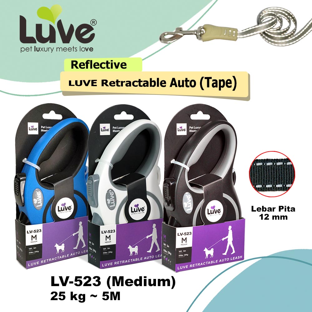 LV-523 Luve Retractable Auto Leash (Tape) Reflective